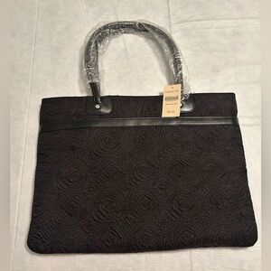 Coldwater Creek Elegant Black Textured Tote